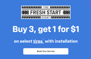 Buy 3 Tires, Get 1 for $1 on Select Quality Tire Brands With Tire Installation