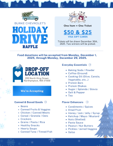Burke Chevrolet's Annual Holiday Drive & Raffle List of Donation Items, December 2025
