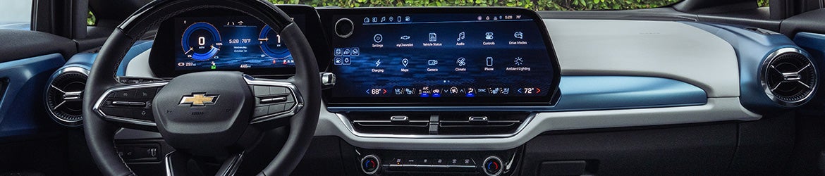 2026 Chevrolet Equinox EV dashboard infotainment touchscreen displaying Apple CarPlay and navigation in Northampton, MA