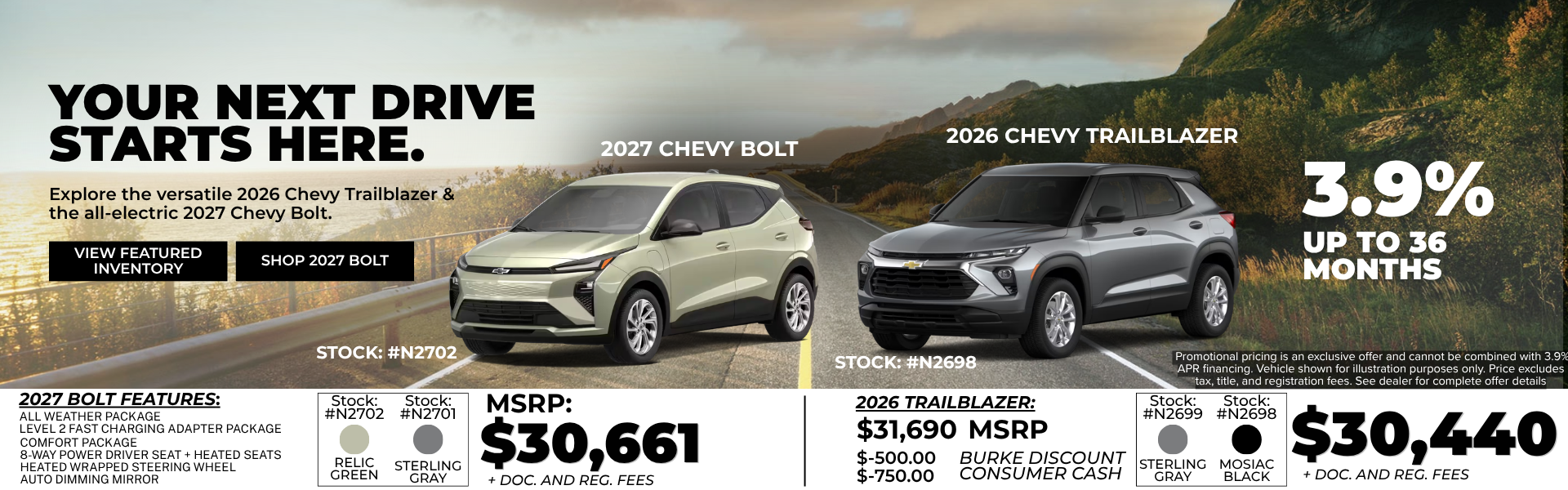 2026 Bolt and 2026 Trailblazer